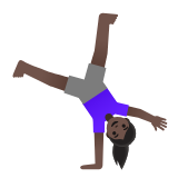 Google(Android) Woman Cartwheeling: Dark Skin Tone Emoji