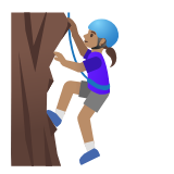 Google(Android) Woman Climbing: Medium Skin Tone Emoji