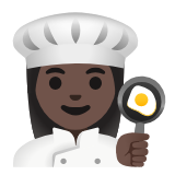 Google(Android) Woman Cook: Dark Skin Tone Emoji