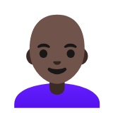 Google(Android) Woman: Dark Skin Tone, Bald Emoji