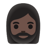 Google(Android) Woman: Dark Skin Tone, Beard Emoji