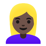 Google(Android) Woman: Dark Skin Tone, Blond Hair Emoji