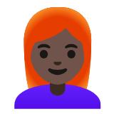 Google(Android) Woman: Dark Skin Tone, Red Hair Emoji