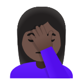 Google(Android) Woman Facepalming: Dark Skin Tone Emoji