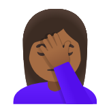 Google(Android) Woman Facepalming: Medium-Dark Skin Tone Emoji