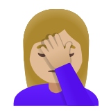 Google(Android) Woman Facepalming: Medium-Light Skin Tone Emoji