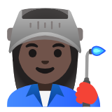 Google(Android) Woman Factory Worker: Dark Skin Tone Emoji