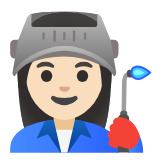 Google(Android) Woman Factory Worker: Light Skin Tone Emoji