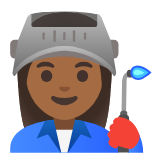 Google(Android) Woman Factory Worker: Medium-Dark Skin Tone Emoji