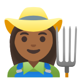 Google(Android) Woman Farmer: Medium-Dark Skin Tone Emoji