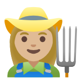 Google(Android) Woman Farmer: Medium-Light Skin Tone Emoji