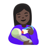 Google(Android) Woman Feeding Baby: Dark Skin Tone Emoji