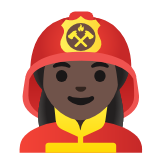 Google(Android) Woman Firefighter: Dark Skin Tone Emoji