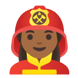 Google(Android) Woman Firefighter: Medium-Dark Skin Tone Emoji