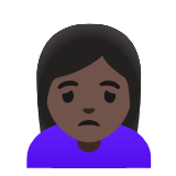 Google(Android) Woman Frowning: Dark Skin Tone Emoji