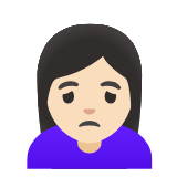 Google(Android) Woman Frowning: Light Skin Tone Emoji