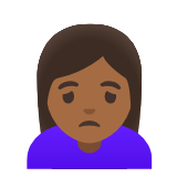 Google(Android) Woman Frowning: Medium-Dark Skin Tone Emoji