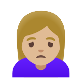 Google(Android) Woman Frowning: Medium-Light Skin Tone Emoji