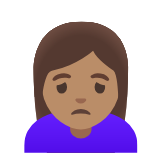 Google(Android) Woman Frowning: Medium Skin Tone Emoji