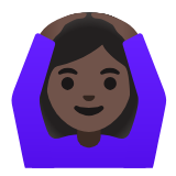 Google(Android) Woman Gesturing Ok: Dark Skin Tone Emoji