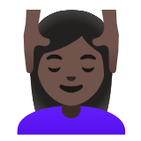 Google(Android) Woman Getting Massage: Dark Skin Tone Emoji