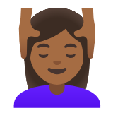 Google(Android) Woman Getting Massage: Medium-Dark Skin Tone Emoji