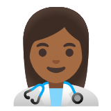 Google(Android) Woman Health Worker: Medium-Dark Skin Tone Emoji