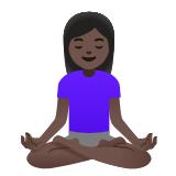 Google(Android) Woman In Lotus Position: Dark Skin Tone Emoji