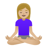 Google(Android) Woman In Lotus Position: Medium-Light Skin Tone Emoji