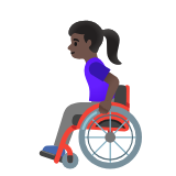 Google(Android) Woman In Manual Wheelchair: Dark Skin Tone Emoji