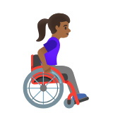 Google(Android) Woman In Manual Wheelchair Facing Right: Medium-Dark Skin Tone Emoji