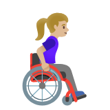 Google(Android) Woman In Manual Wheelchair Facing Right: Medium-Light Skin Tone Emoji