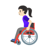 Google(Android) Woman In Manual Wheelchair: Light Skin Tone Emoji