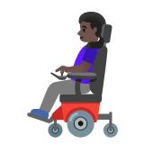 Google(Android) Woman In Motorized Wheelchair: Dark Skin Tone Emoji