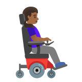 Google(Android) Woman In Motorized Wheelchair Facing Right: Medium-Dark Skin Tone Emoji