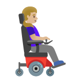 Google(Android) Woman In Motorized Wheelchair Facing Right: Medium-Light Skin Tone Emoji