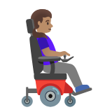 Google(Android) Woman In Motorized Wheelchair Facing Right: Medium Skin Tone Emoji