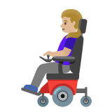 Google(Android) Woman In Motorized Wheelchair: Medium-Light Skin Tone Emoji