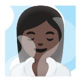 Google(Android) Woman In Steamy Room: Dark Skin Tone Emoji