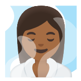 Google(Android) Woman In Steamy Room: Medium-Dark Skin Tone Emoji