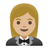 Google(Android) Woman In Tuxedo: Medium-Light Skin Tone Emoji