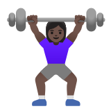 Google(Android) Woman Lifting Weights: Dark Skin Tone Emoji