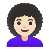 Google(Android) Woman: Light Skin Tone, Curly Hair Emoji