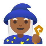 Google(Android) Woman Mage: Medium-Dark Skin Tone Emoji