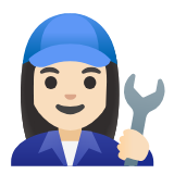 Google(Android) Woman Mechanic: Light Skin Tone Emoji