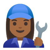 Google(Android) Woman Mechanic: Medium-Dark Skin Tone Emoji