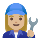 Google(Android) Woman Mechanic: Medium-Light Skin Tone Emoji