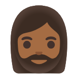 Google(Android) Woman: Medium-Dark Skin Tone, Beard Emoji