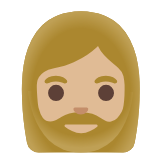 Google(Android) Woman: Medium-Light Skin Tone, Beard Emoji