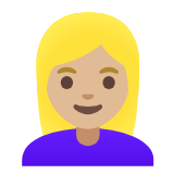 Google(Android) Woman: Medium-Light Skin Tone, Blond Hair Emoji